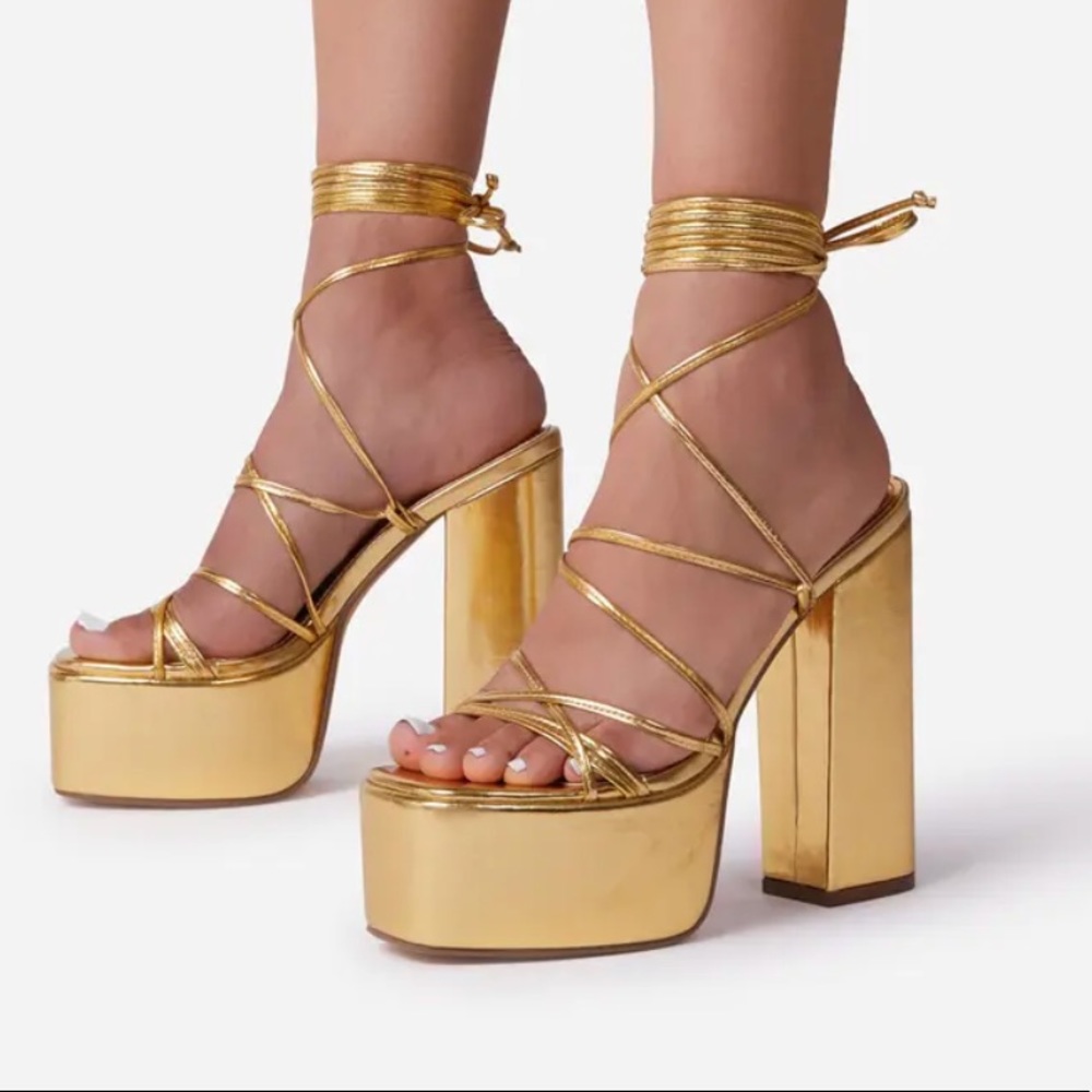 Gold platform shoes